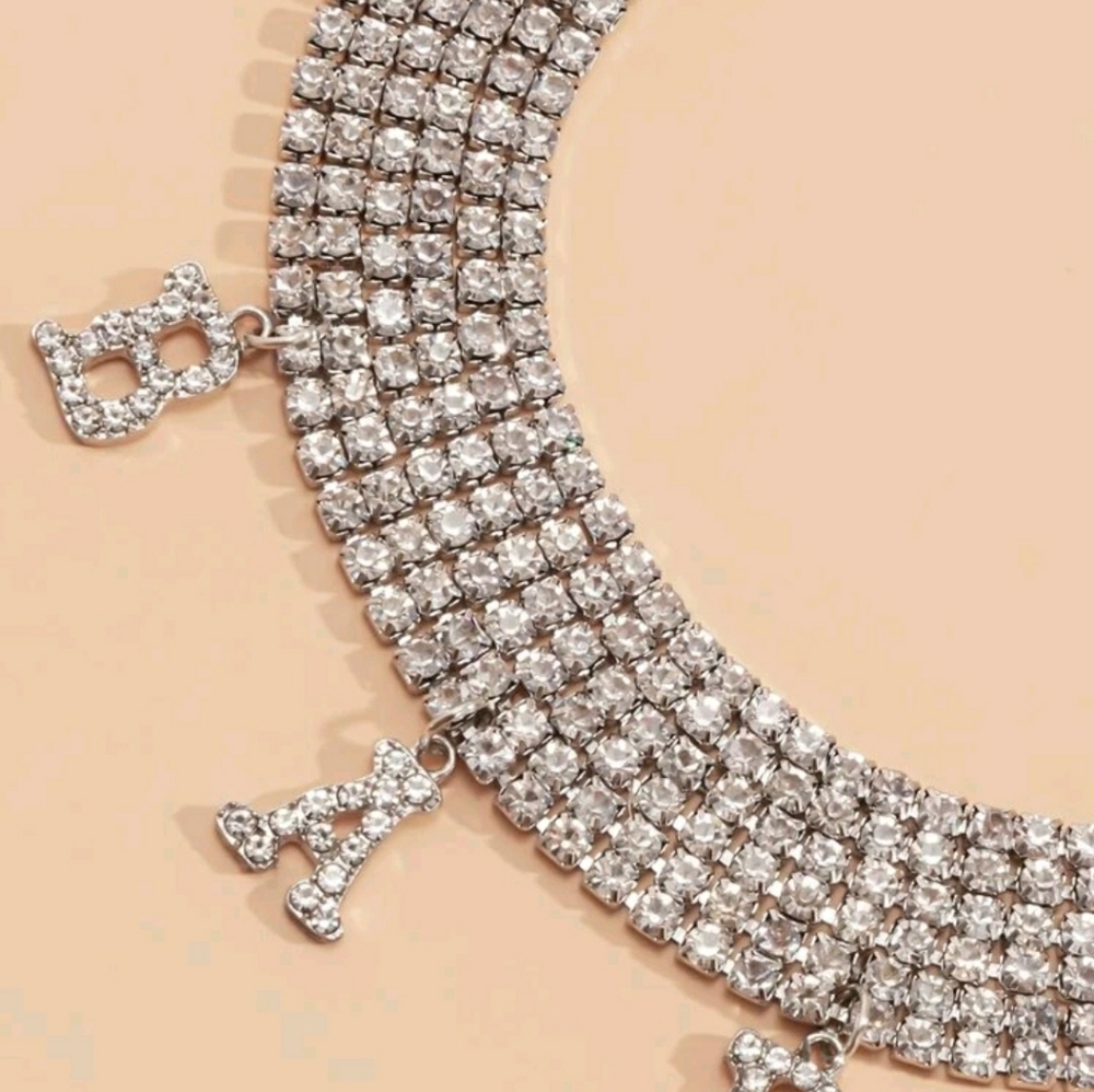 3pcs Rhinestone Letter Charm Anklet - Picture 4 of 4